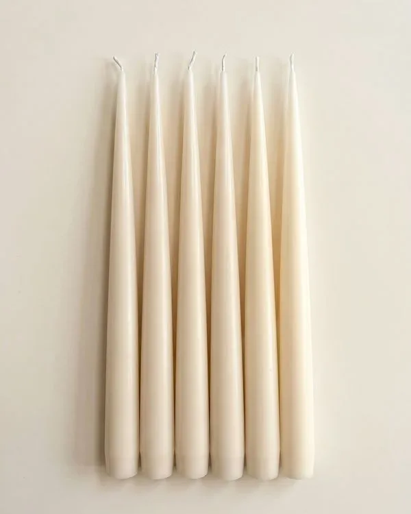 Soft Ivory Six taper candle set by PLAMYA