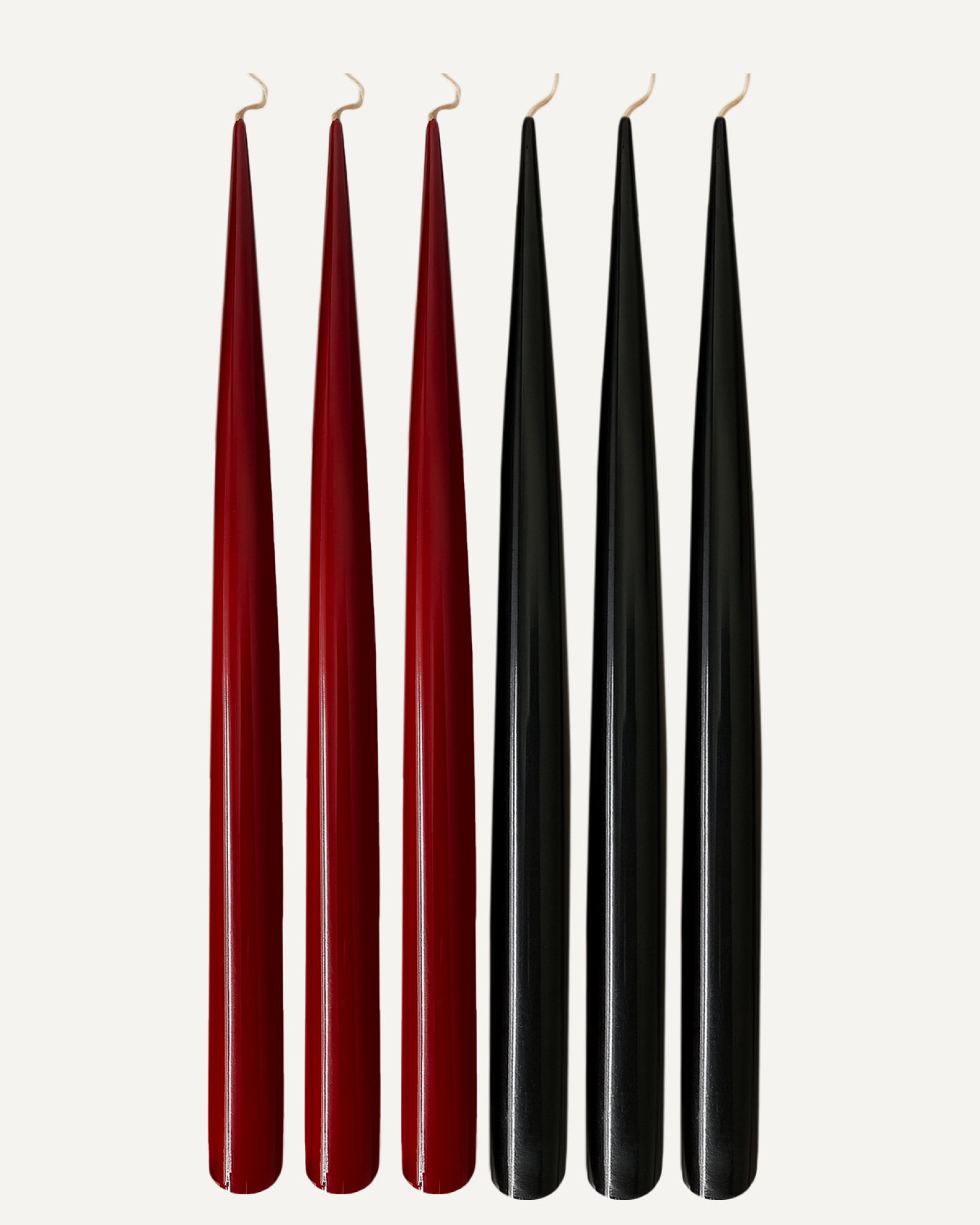 Deep Balance l Deep Burgundy & Jet Black l Set of 6 taper candles