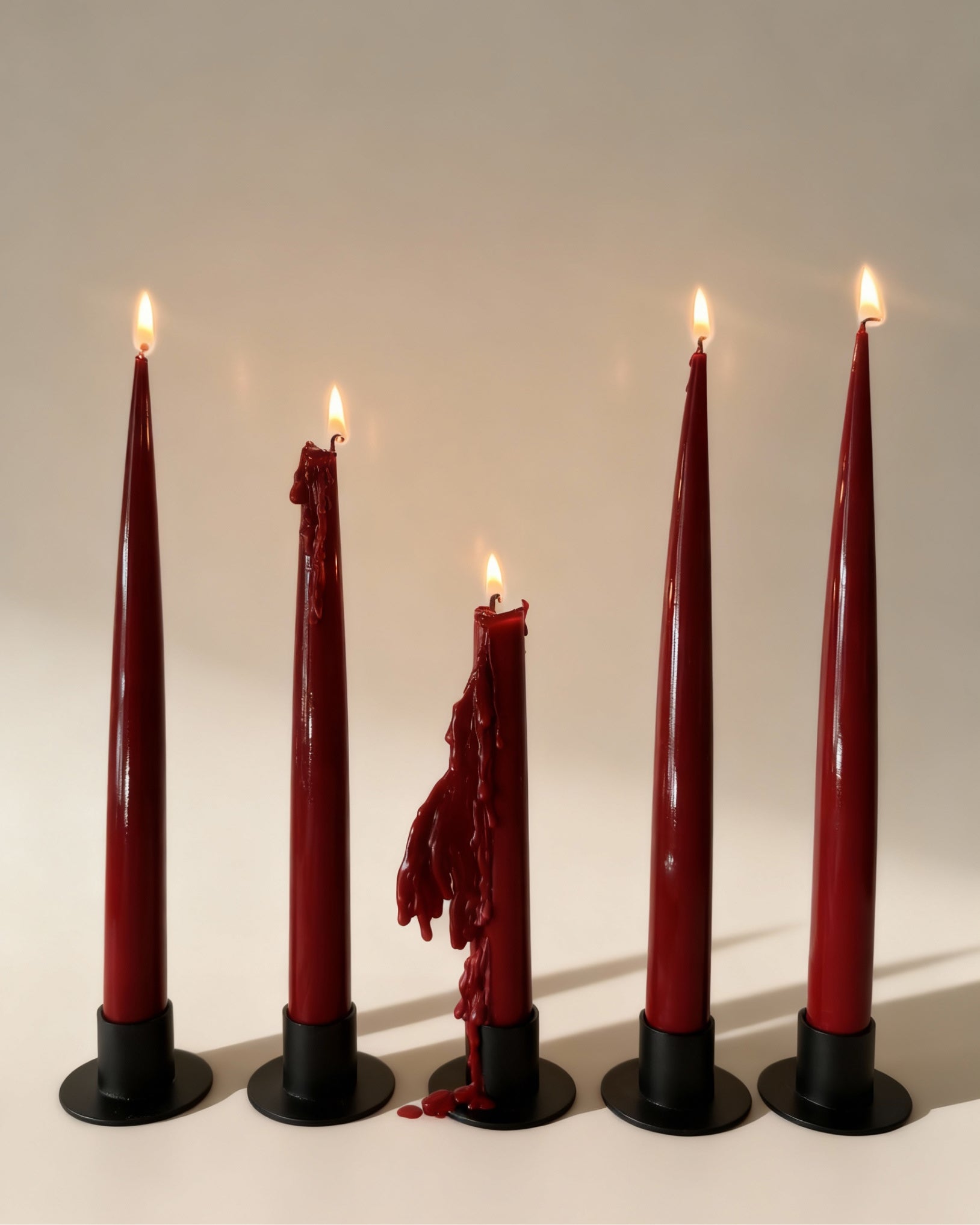 Deep Burgundy | Set of 6 taper candles | PLAMYA of passion
