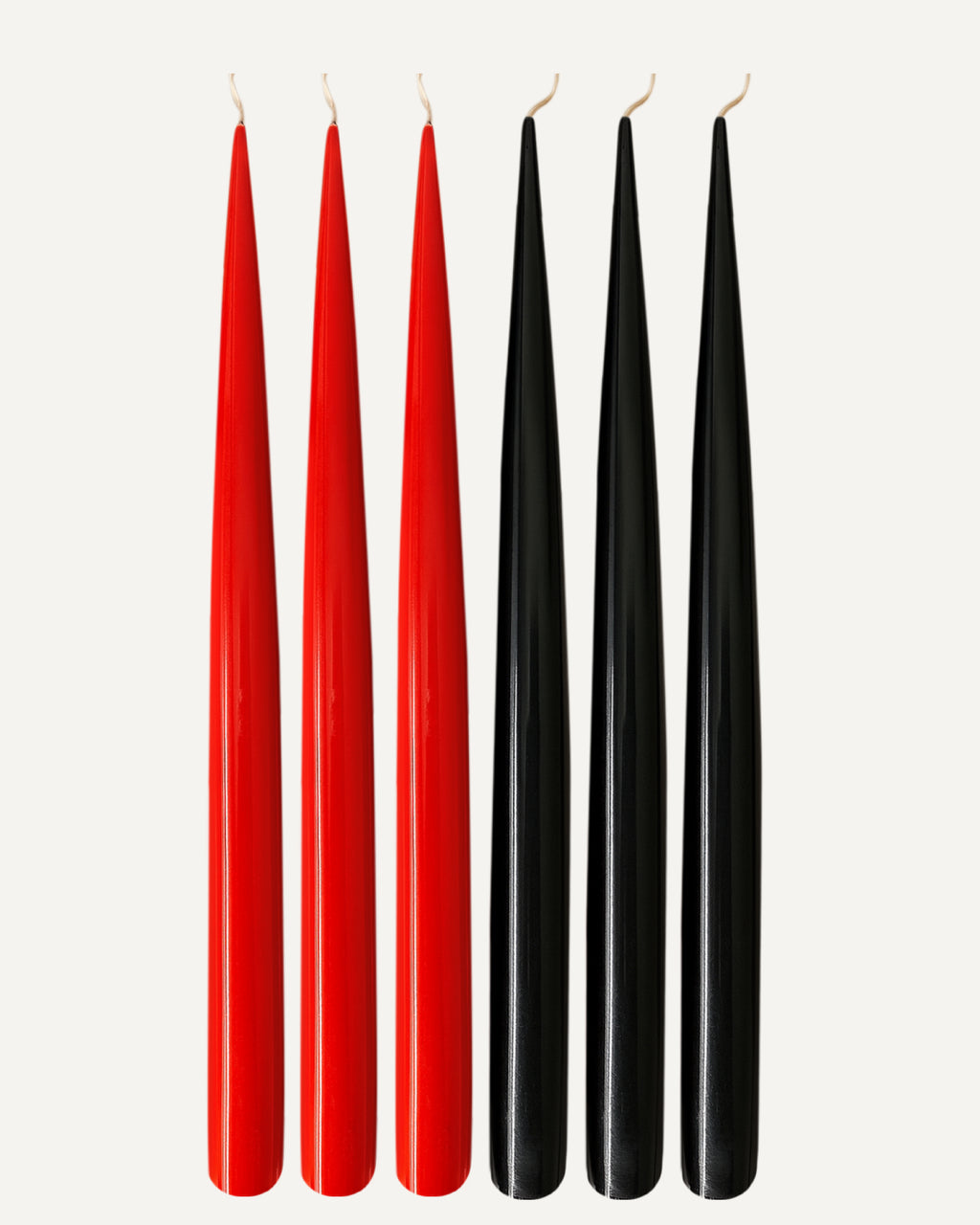 Strong Balance l Vivid Red & Jet Black l Set of 6 taper candles