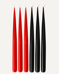 Strong Balance l Vivid Red & Jet Black l Set of 6 taper candles