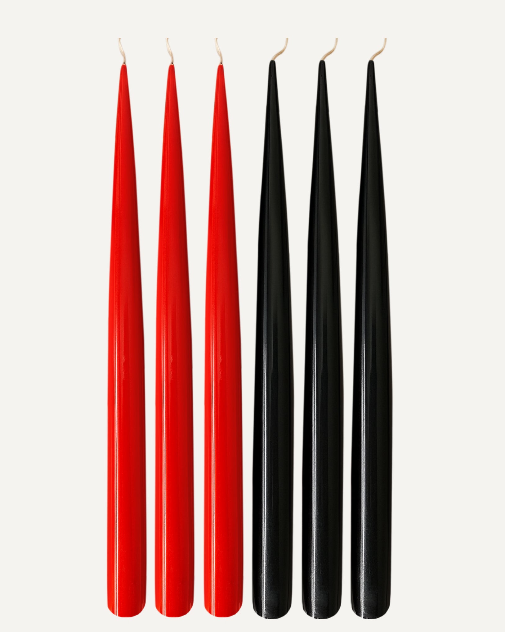 Strong Balance l Vivid Red & Jet Black l Set of 6 taper candles