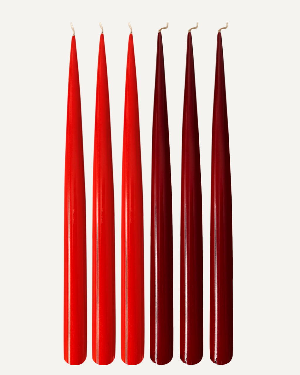 Velvet Balance l Vivid Red & Deep Burgundy l Set of 6 taper candles