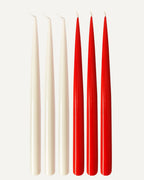 Warm Balance l Soft Ivory & Vivid Red  l Set of 6 taper candles